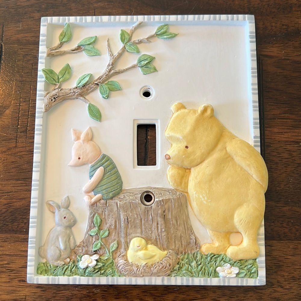 Disney Winnie the Pooh Ceramic Light Switch Cover in Yellow, Green, Cream